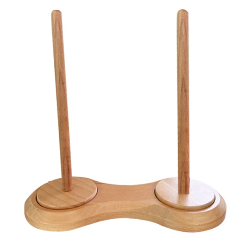 

Double Wooden Yarn Skein Holder For Crocheting, Yarn Holder For Knitting Yarn Spindle Dispenser Crocheting Tool Easy Install