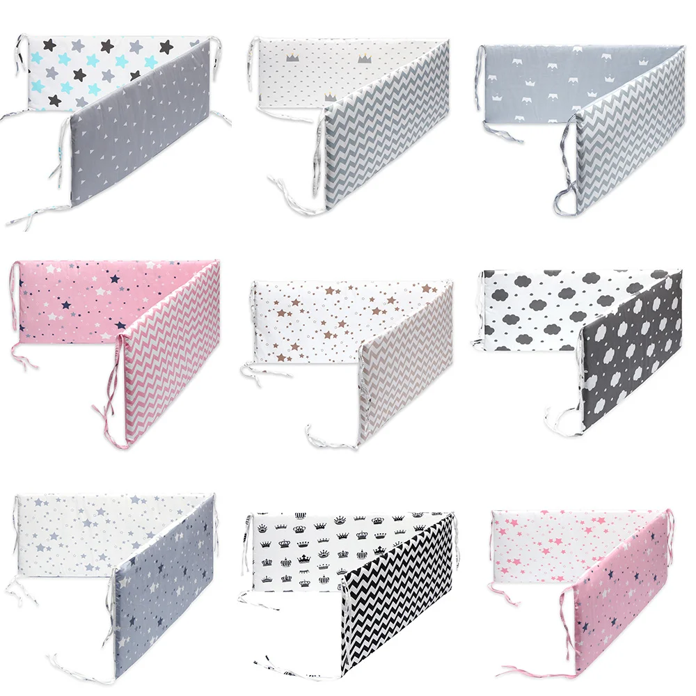

Baby Bed Crib Bumper Newborns Surrounding Barriers Zipper Cotton Bed Fence Braid Infant Anti-collision Cot Protector Room Decor