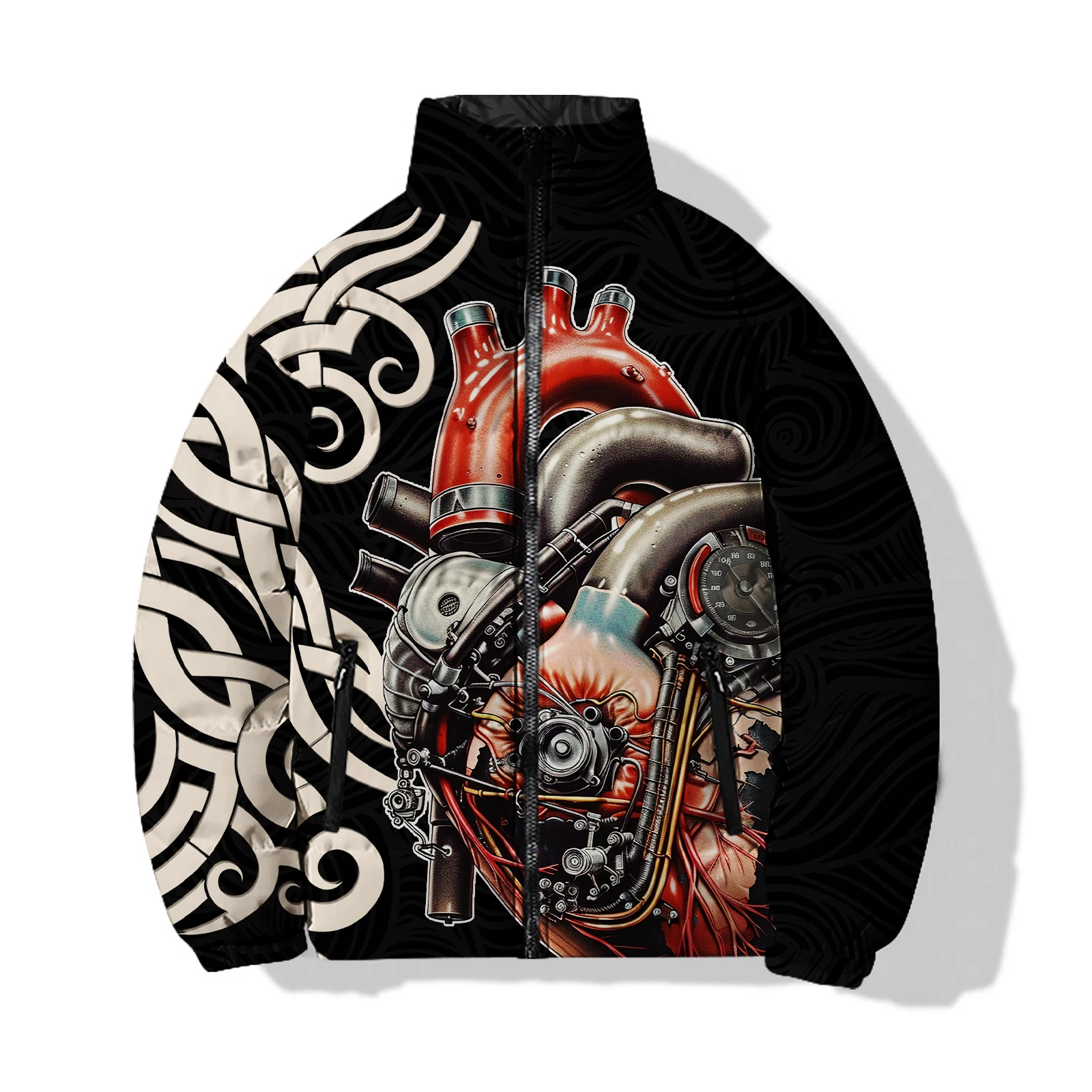 Мужская одежда в темном стиле парка со скульптурой 2024 зимняя мужская с розами