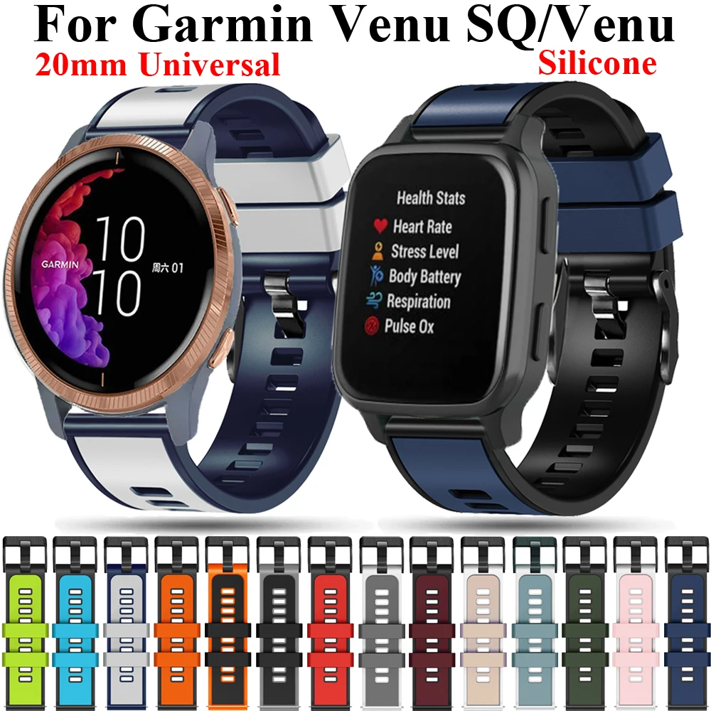 

Силиконовый ремешок для наручных часов 20 мм для Garmin шнур/шнур SQ/шнур 2 Plus Vivoactive 3 Smartw ремешок Vivomove HR Браслет