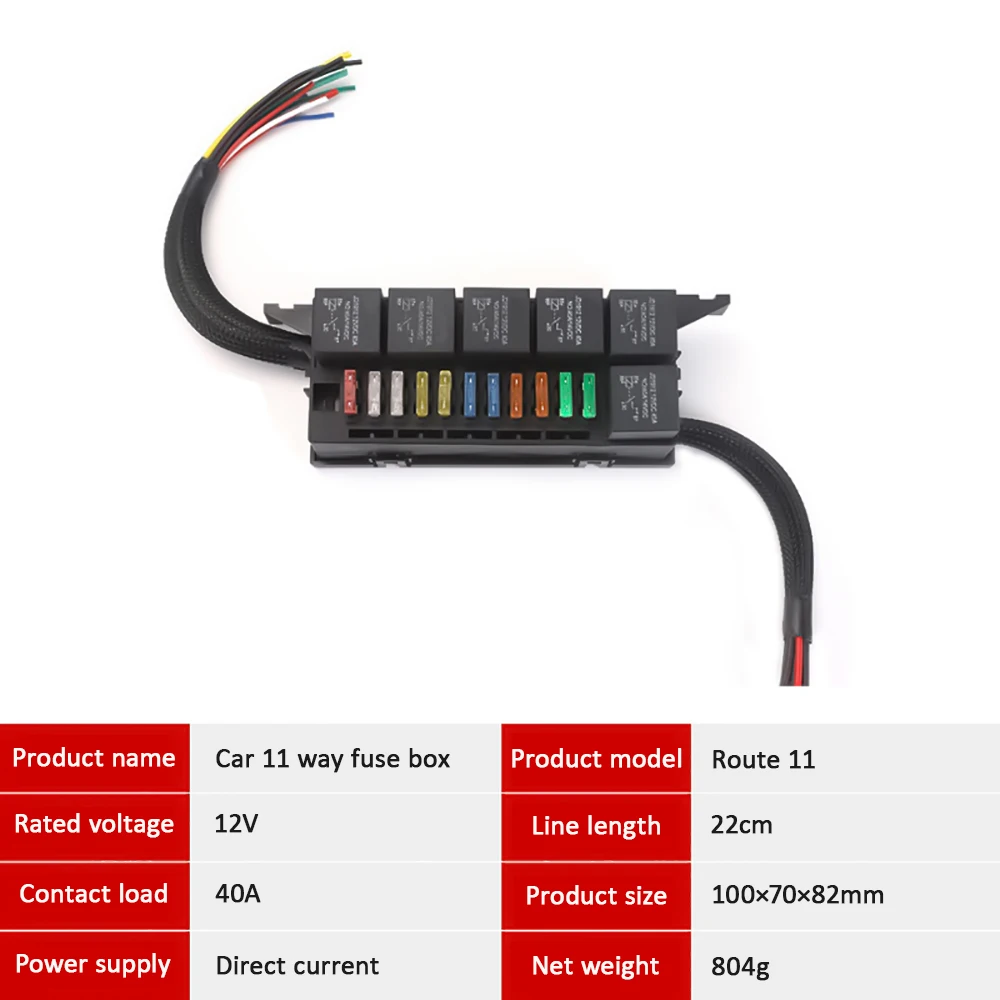 

Блок предохранителей 12 В Блок реле предохранителей Блок 11-контактный водонепроницаемый блок предохранителей 4PINATC/ATO и 6-слотовая релейная панель для универсальных автомобилей