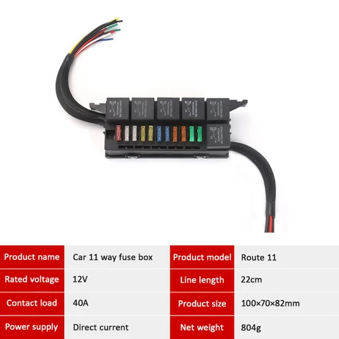 Блок предохранителей 12 В Блок реле предохранителей Блок 11-контактный водонепроницаемый блок предохранителей 4PINATC/ATO и 6-слотовая релейная панель для универсальных автомобилей