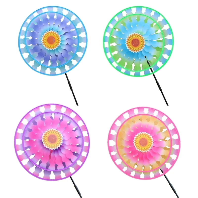 

Large Colorful Flower Garden Wind Spinner Double Layer Windmill Art Handcraft