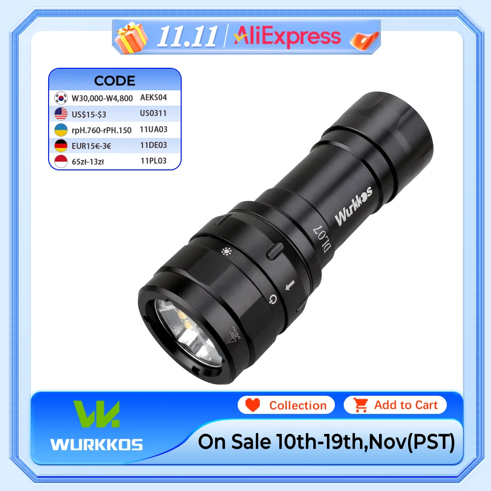 

Wurkkos DL07 Фонарик для дайвинга