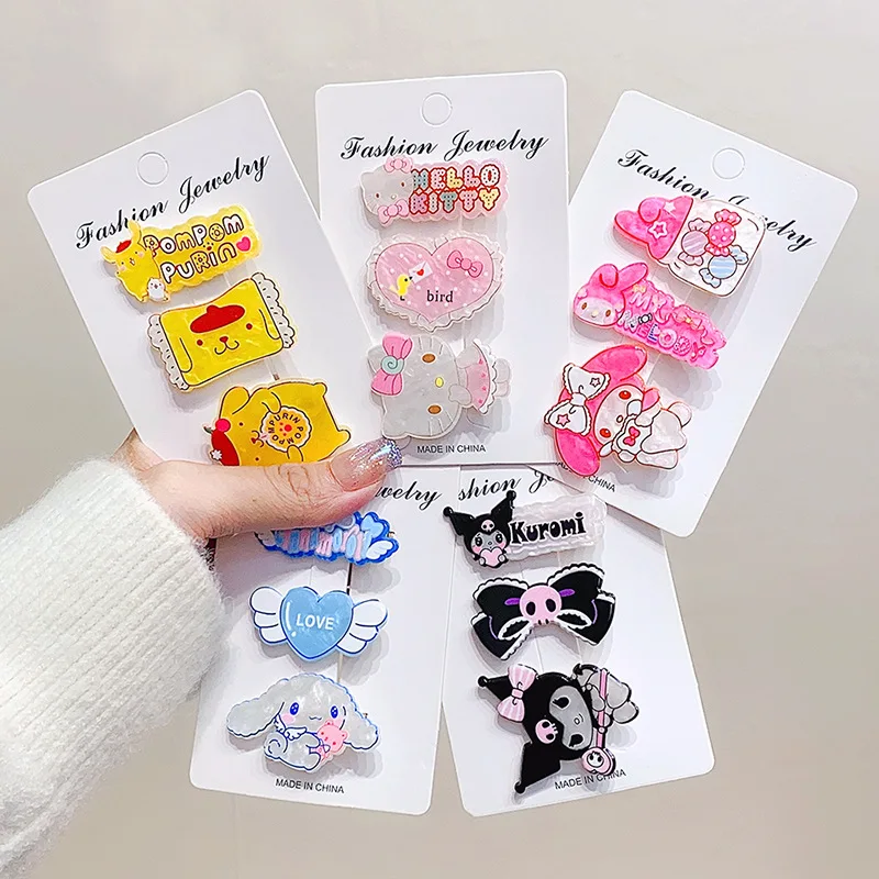 

Kawaii Sanrio Hello Kitty Kuromi Cinnamoroll Hairpin Cartoon Cute Girl Broken Hair Bangs Clip Student Headdress Accessories Gift