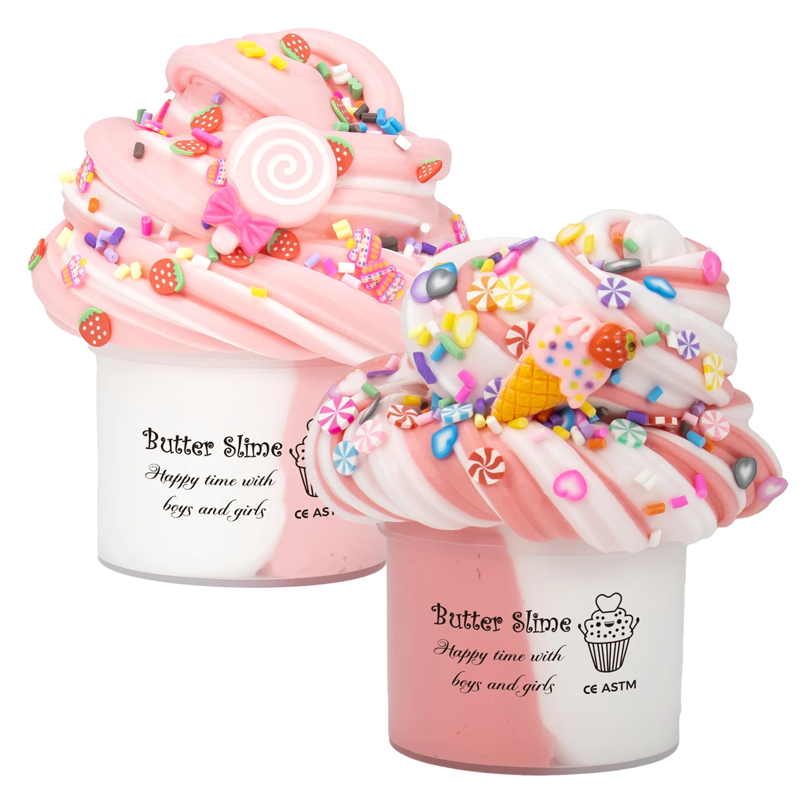 70 мл DIY Пушистый двухцветный набор слизи с маслом и подвесками для леденцов