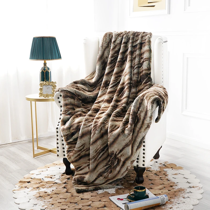 Коричневое одеяло из искусственного меха размер 59x78 дюймов супер мягкое пушистое