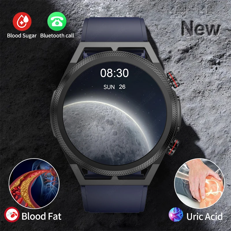

2023 New Noninvasive Blood Sugar Smart Watch Health Blood Lipid Uric Acid Monitor ECG+PPG Watches Bluetooth Call SOS Smartwatch
