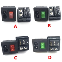 250v 20a household appliances red rocker switch fused c8 inlet ac power socket fuse switch connector 2pin plug male connector
