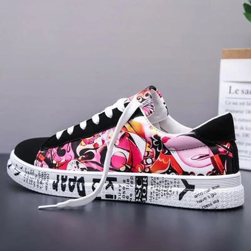 

comemore 2021 Graffiti Art Canvas Woman Shoes Sneakers Women's Vulcanize Shoes Flat Bottom Breathable Lovers Shoes Zapatos Mujer