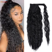 fluffy curly ponytail synthetic corn wavy ponytail hairpiece 22 long kinky straight drawstring ponytail puff curly pony tail