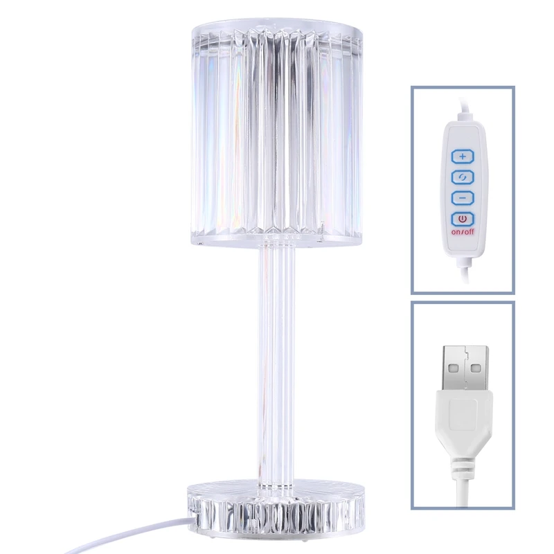 

BMDT-Touching Control Gatsby Crystal Lamp, Crystal Cordless Table Lamp With Touch Control & USB Port For Bedroom