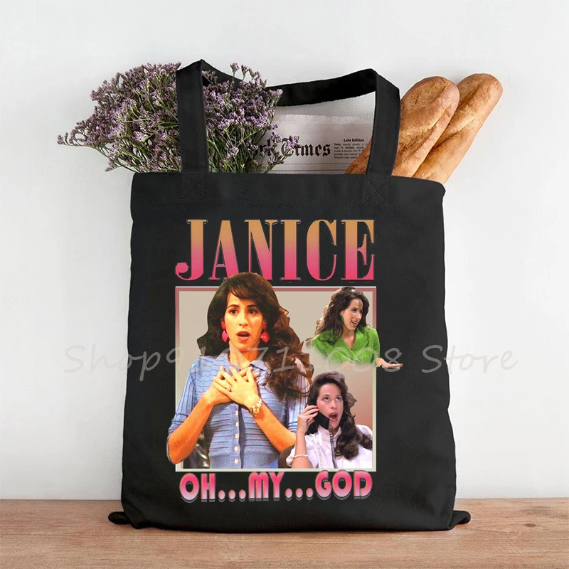

JANICE From FRIENDS Trendy Canvas Bag Shopper Harajuku Large Capacity Retro 1990s Vintage Shoulder Bag Women Men Tote Bags