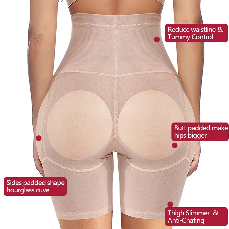 Padded Contorl Panties Women Shapewear Butt Lifter Hip Enhancer Fake Ass High Waist Underwear Tummy Contol Thigh Slimming Shaper