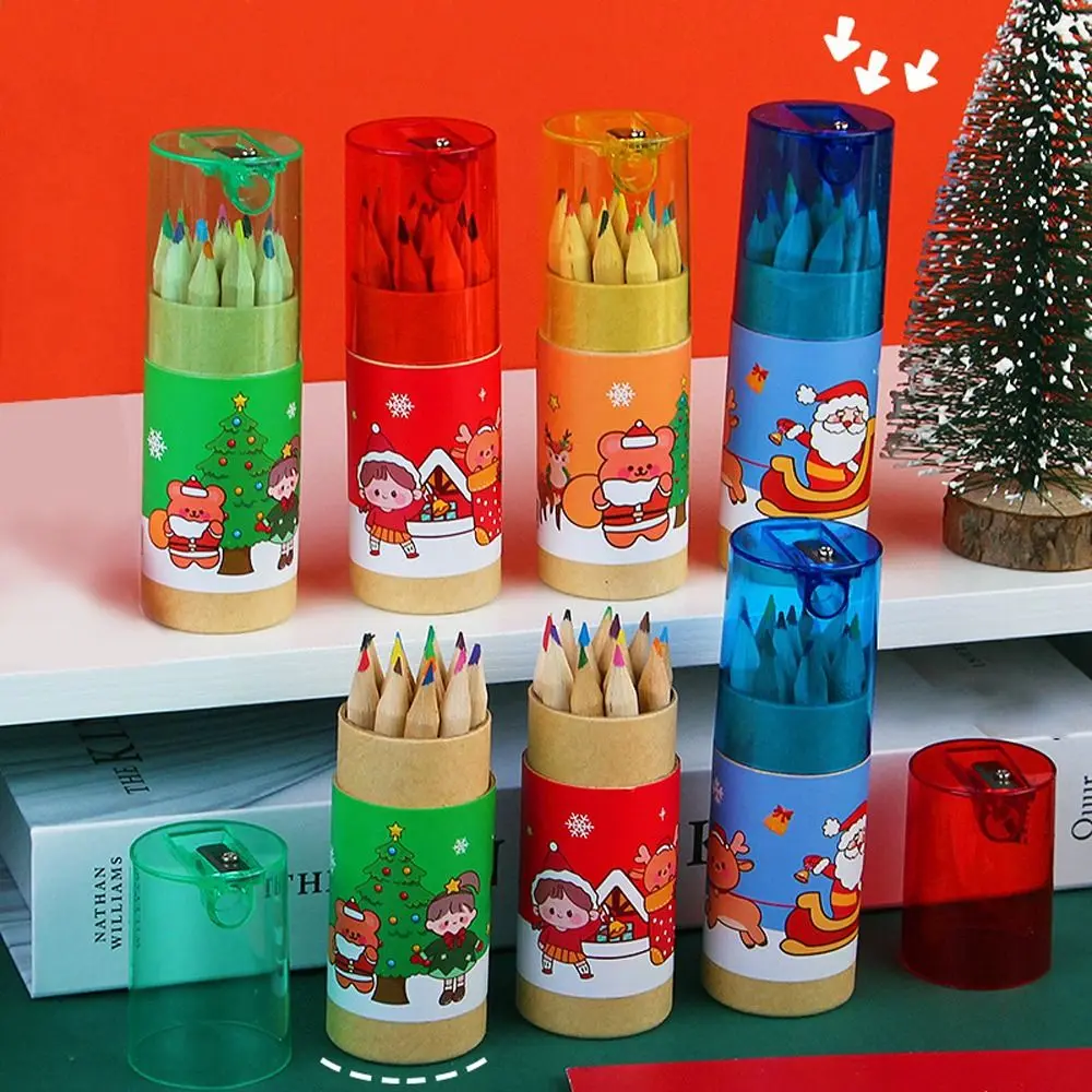 

with Built-in Sharpener Gift School Office Drawing Pencils Sketching Pen Wooden Pencils Christmas Colored Pencils