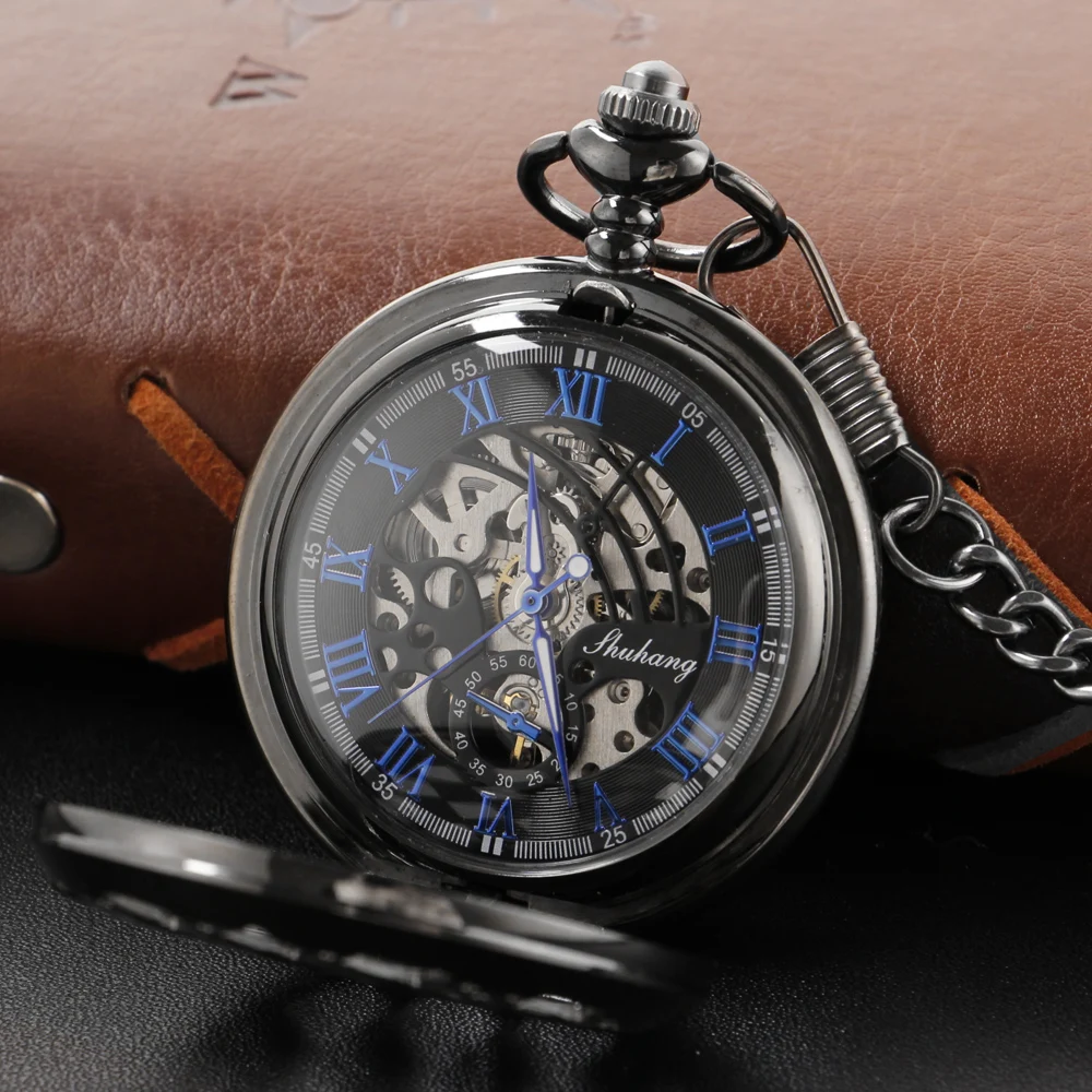 Exquisite Dice Hollow Embossed Manual Stringing Mechanical Pocket Watch Men's Necklace Pendant Clock Vintage Gentleman Gift