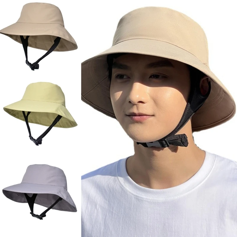

Unisex Adjustable Chin Rope Bucket Hat Summer Spring Foldable Fisherman Cap Summer Sunproof Supplies for Girlfriend