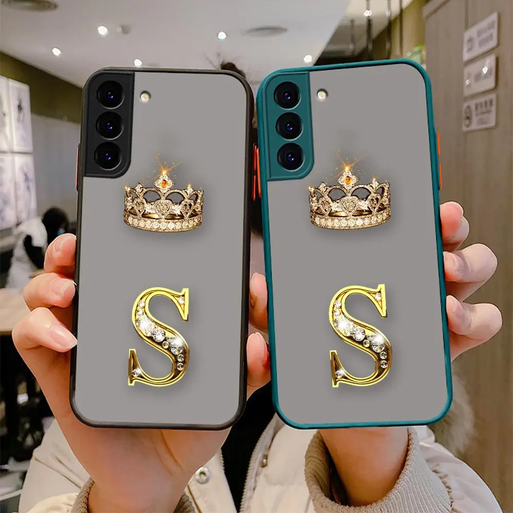 

Crown Alphabet S Z X V Q N Matte Case Funda Coque For Samsung Note 20 10 9 8 S22 S21 S20 S10 S10E S9 S8 Plus Lite Ultra 5G Case