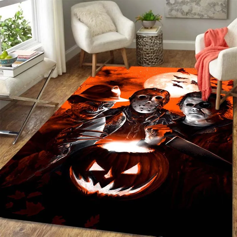 

Horror Movie Characters Floor Rugs Area Soft Chair cushion Bedroom Living Room Non Slip Rugs Halloween rug door mat