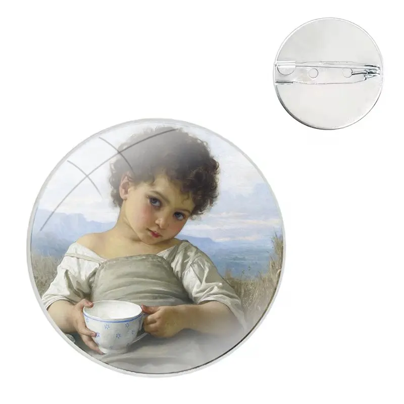 Винтажные броши для девочек в стиле ретро с масляными картинами значки