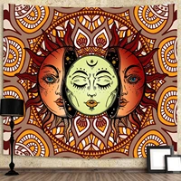 hd orange sun moon god printed tapestry mandala geometry indian hippie home decoration european religion belief wall tapestries