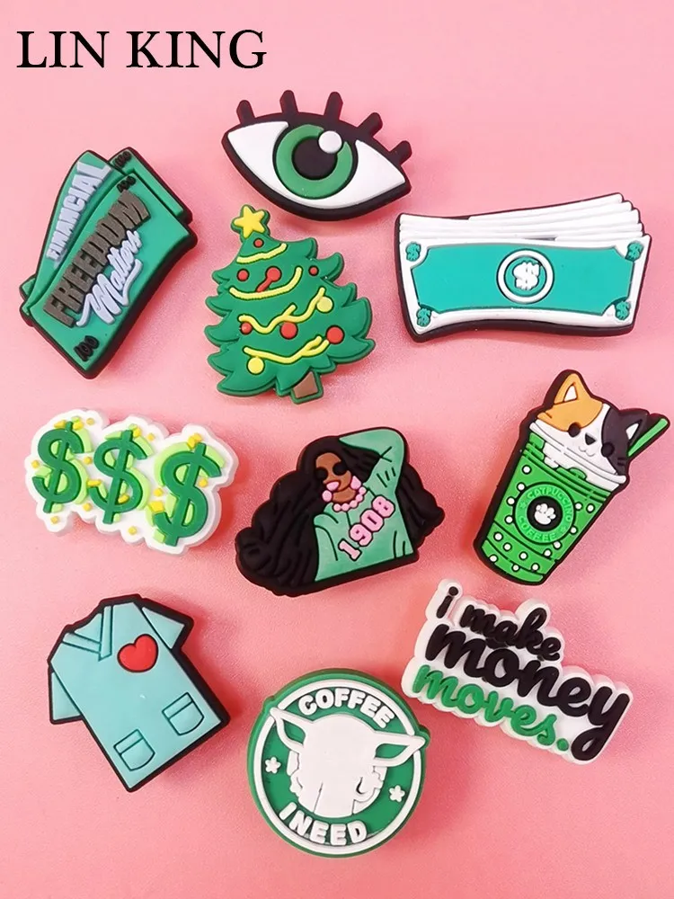 

Cute Green PVC Shoe Charms Diy Buckle Decorations Garden Shoes Accessories Croc Pins Ornaments jibz For Adult Kids Party Gifts