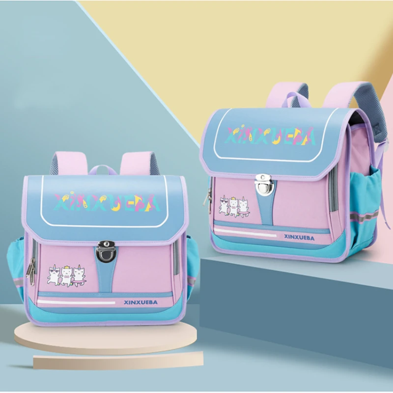Horizontal British Style Children Fashion Backpacks New Girls Boys Student Primary School Bags Kids Grades 1-3 Large Mochila Hot
