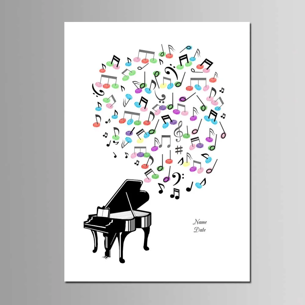 

Music Party Favor Customized Fingerprint Guest Signature Book Kids Boy Girl Birthday DIY Gift Canvas Painting Multi Size