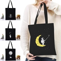 women shoulder bag canvas bag harajuku shopping bags 2020 new fashion casual handbags grocery tote girls astronaut printing
