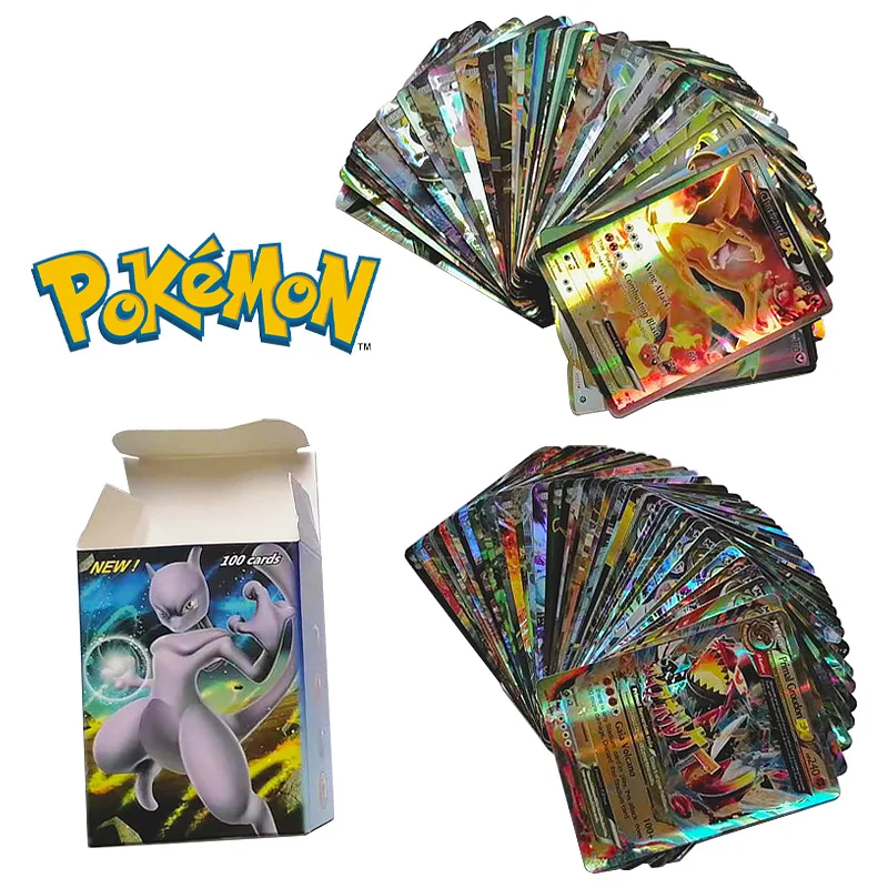 

100Pcs Pokemon Cards Vmax/gx/ex French Flash Card Pikachu Charizard Children Board Game Versus Collectible Toy