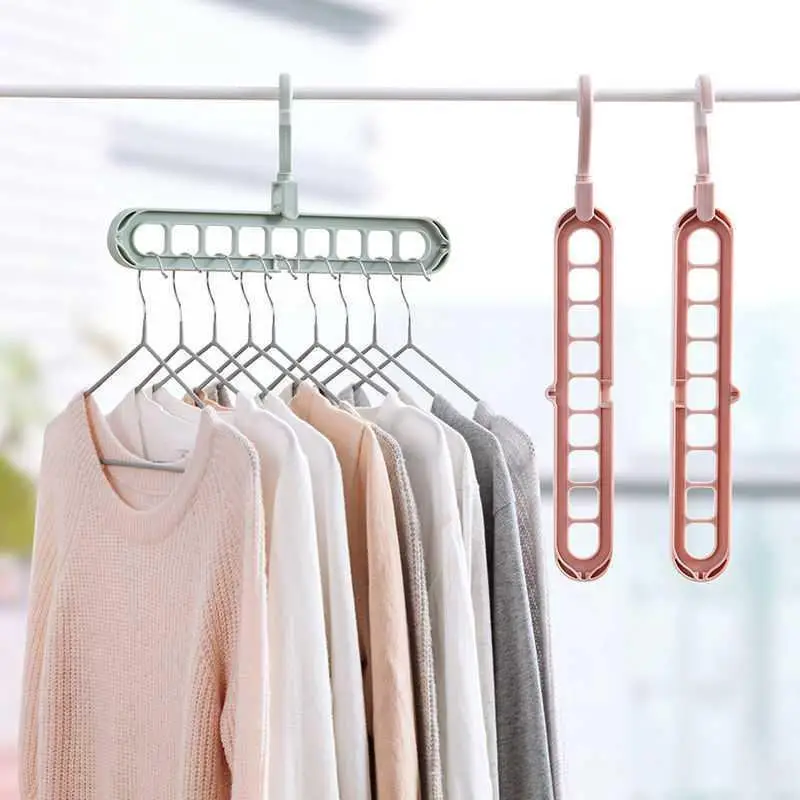 

Clothes Hanger Dormitory Clothes Storage Rack Artifact Household Wardrobe Folding Drying Rack Nine Hole Clothes Storage Rack