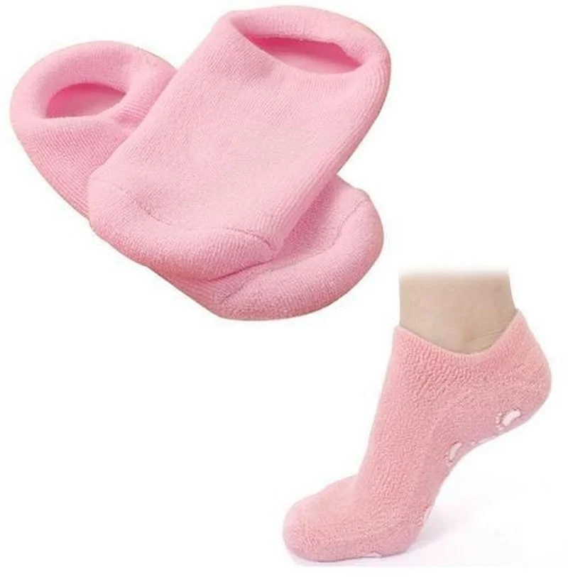 

Moisturize Soften Repair Cracked Skin Silicon Gel Sock Skin Foot Massage Care Tool Treatment Spa Sock with pink Color