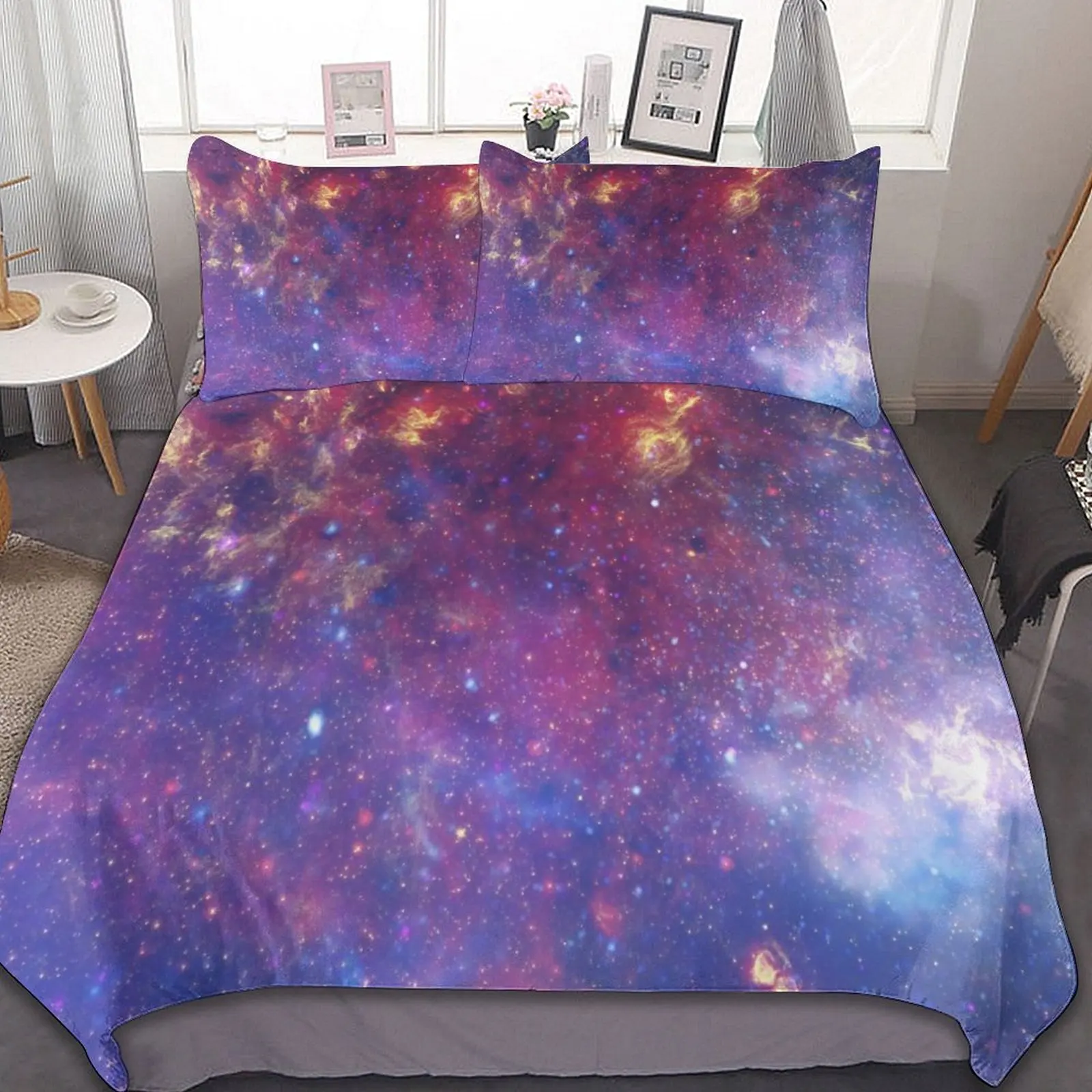 

3-Piece Bedding Set (1 Duvet Cover + 2 Pillow Shams) Sci Fi Milky Way Style 86"x70",79"x90",90"x90"
