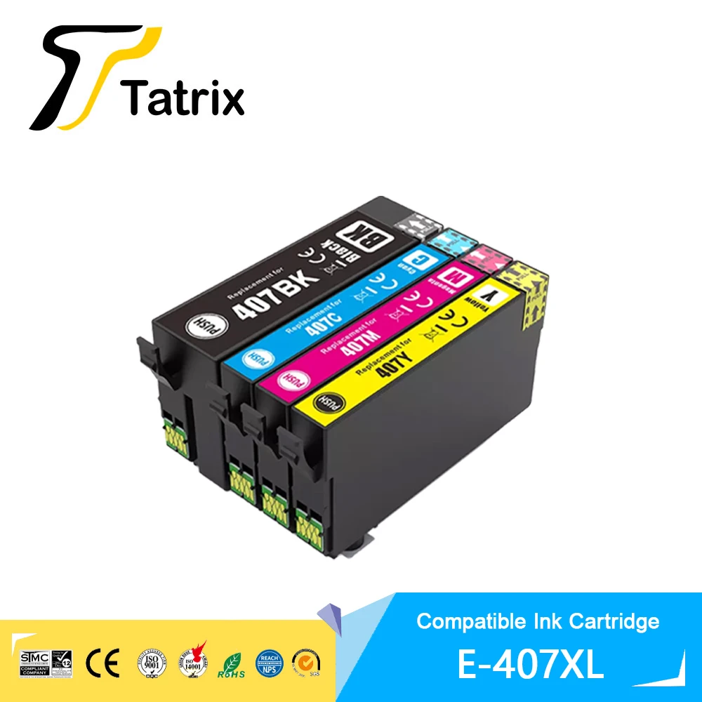 

Tatrix for Epson 407 407XL T407 T407XL T07U1 - T07U4 Premium Color Compatible Ink Cartridge for Epson WorkForce WF-4745 Printer