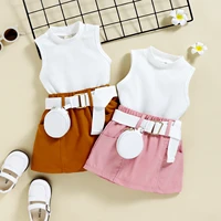 newborn baby girls outfit set girl summer trendy cool cotton vest top t skirt with waist bag set toddler girl clothes