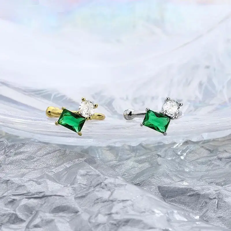 Очаровательные зеленые квадратные серьги-подвески