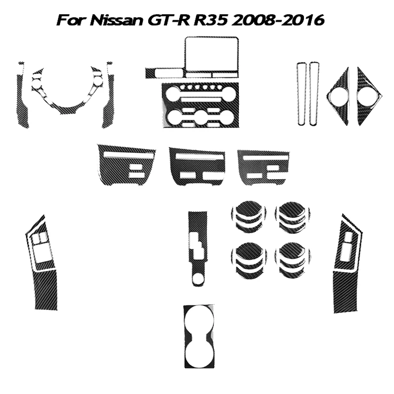 

For Nissan GT-R R35 2008-2020 Car Accessories Interior Carbon Fiber Gear Shift Panel Instrument Control Panel Wait Stickers
