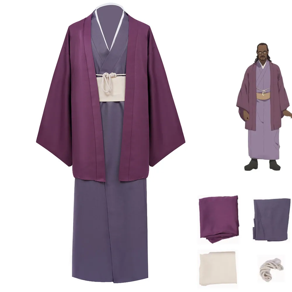 

Anime Lycoris Recoil Mika Cosplay Costume Cafe Manager Deep Purple Japanese Kimono Cape Adult Man Woman Halloween Carnival Suit