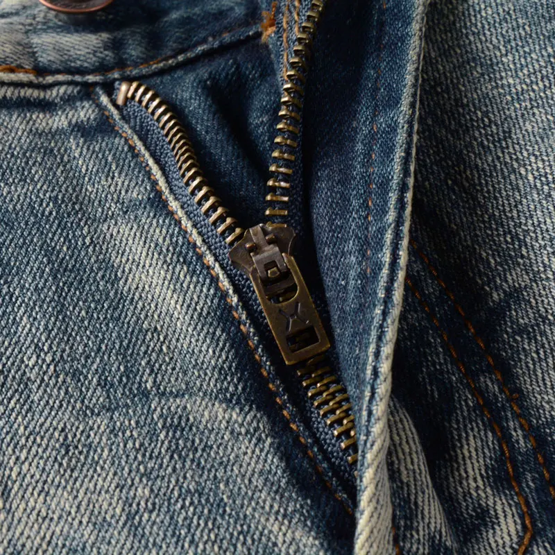 Fashion Designer Men Jeans High Quality Retro Washed Elastic Stretch Slim Ripped Jeans Men Vintage Denim Pants Casual Trousers