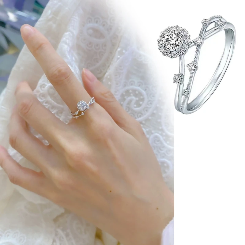 

Серебряные обручальные кольца для женщин, обручальное кольцо с муассанитом и бриллиантами, кольца с обещанием на годовщину, 40