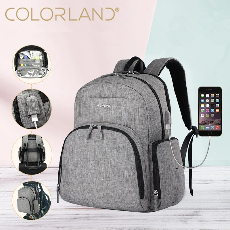 

Сумка для подгузников COLORLAND для мам, большая дорожная дизайнерская сумка для ухода за ребенком, для коляски