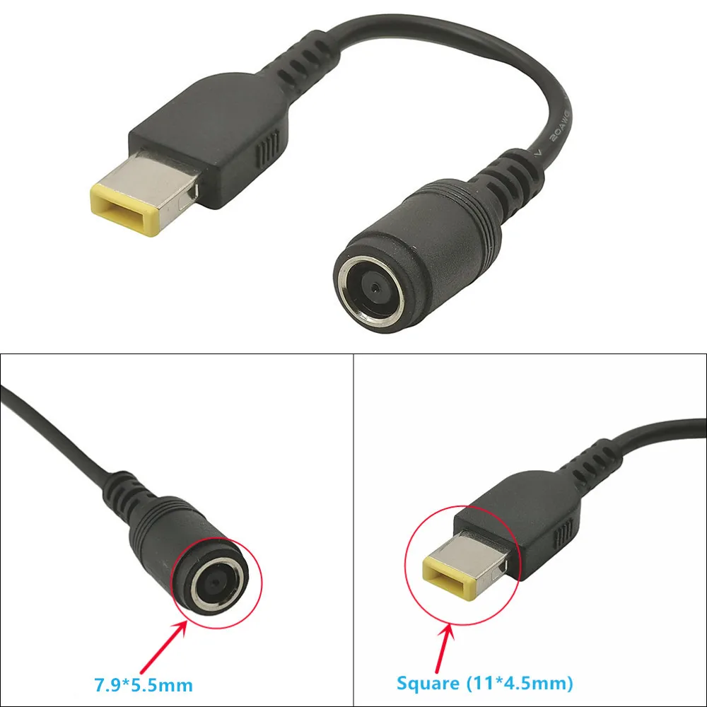 7.9*5.5mm Round Jack to Square Plug End Adapter Pigtail Charger Power Adapter Converter Cable For IBM for Lenovo Thinkpad