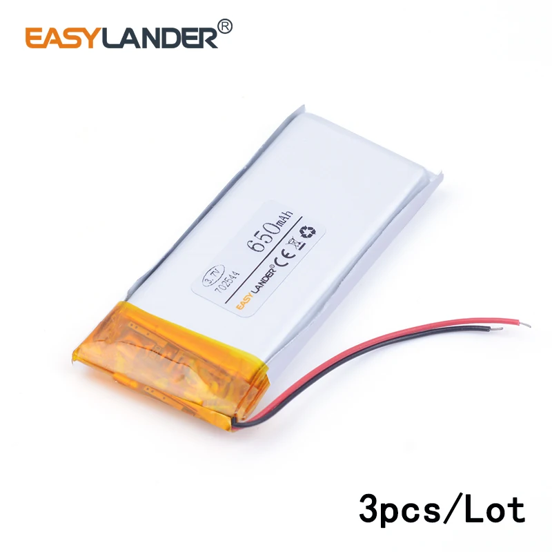

3 шт./лот 702544 650 мАч 3,7 в литий-ионная полимерная перезаряжаемая батарея электронная книга Bluetooth Динамик игрушки камера видеокамера