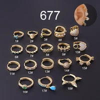 biliear 1 pce fashion gold cz stainless steel helix cartilage piercing ear button earrings women zircon ear studs snake heart