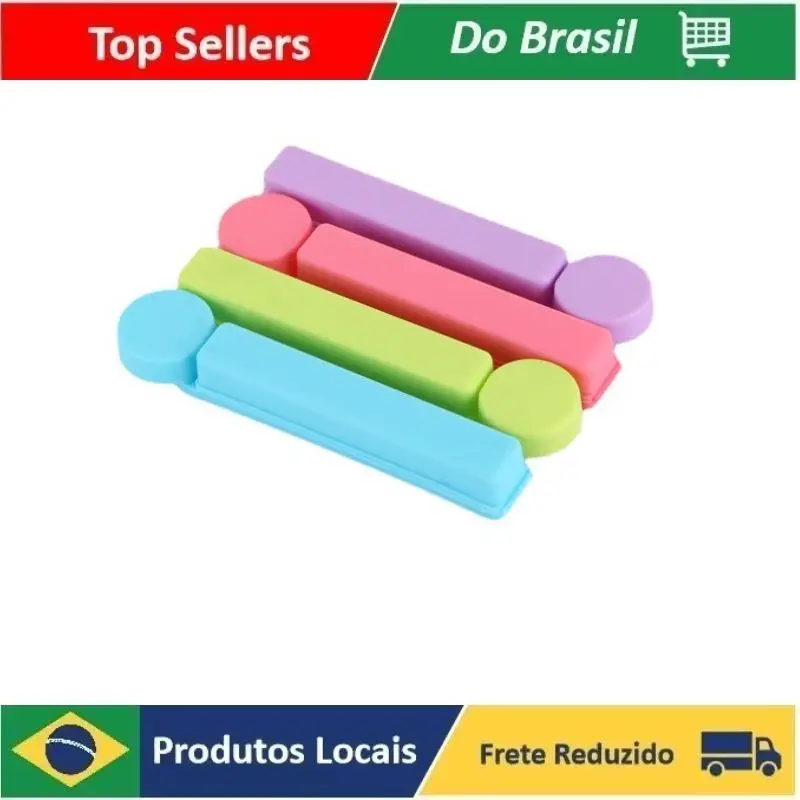 

Kit Fechador Com 4 Lacres 11cm Clip De Sacos Sacolas Veda Embalagens Prendedor Para Fechar Reutilizável