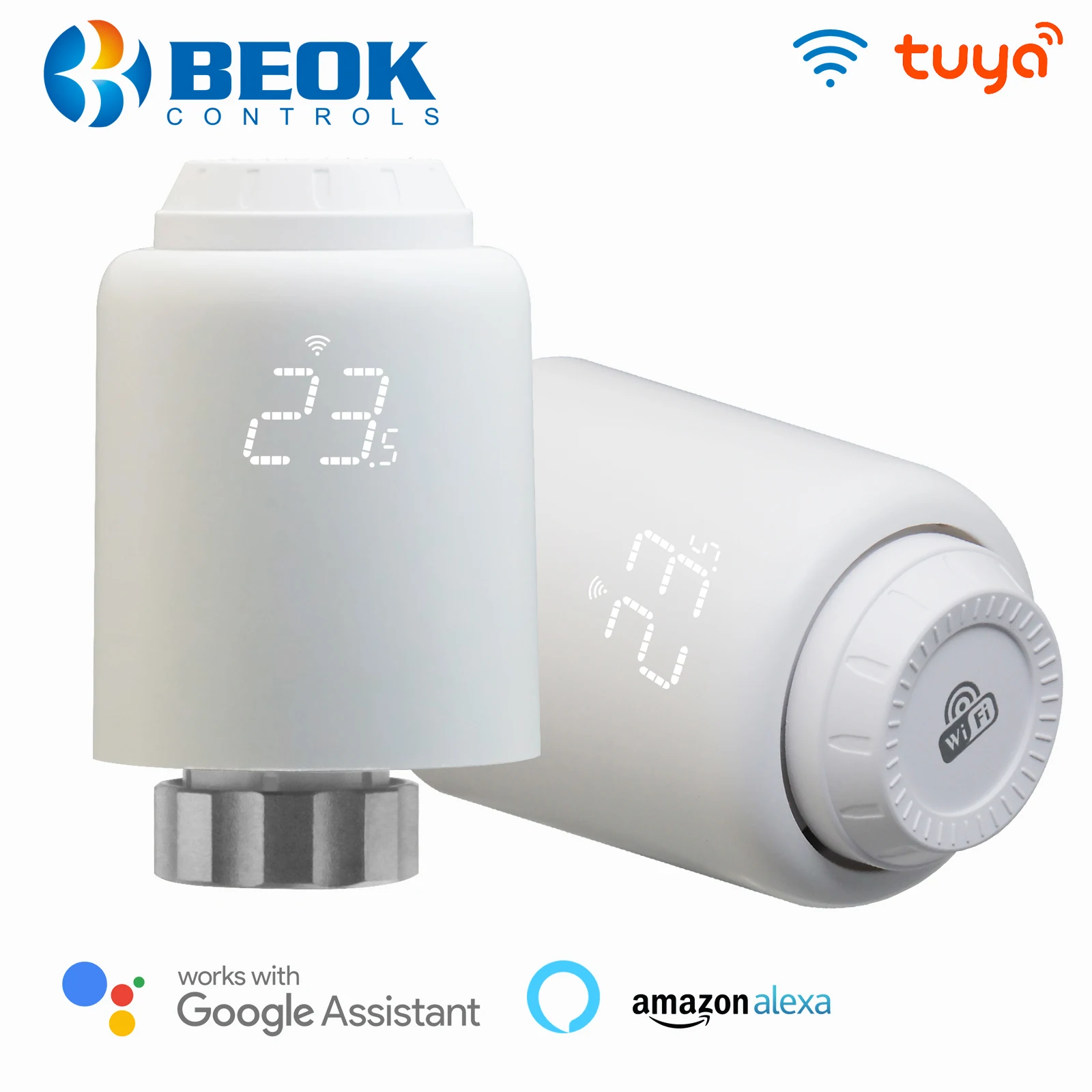 

Beok Tuya Wifi Thermostat Radiator Valves Smart TRV Actuators Temperature Controller Works with Alexa Google Home TRV-603, M30