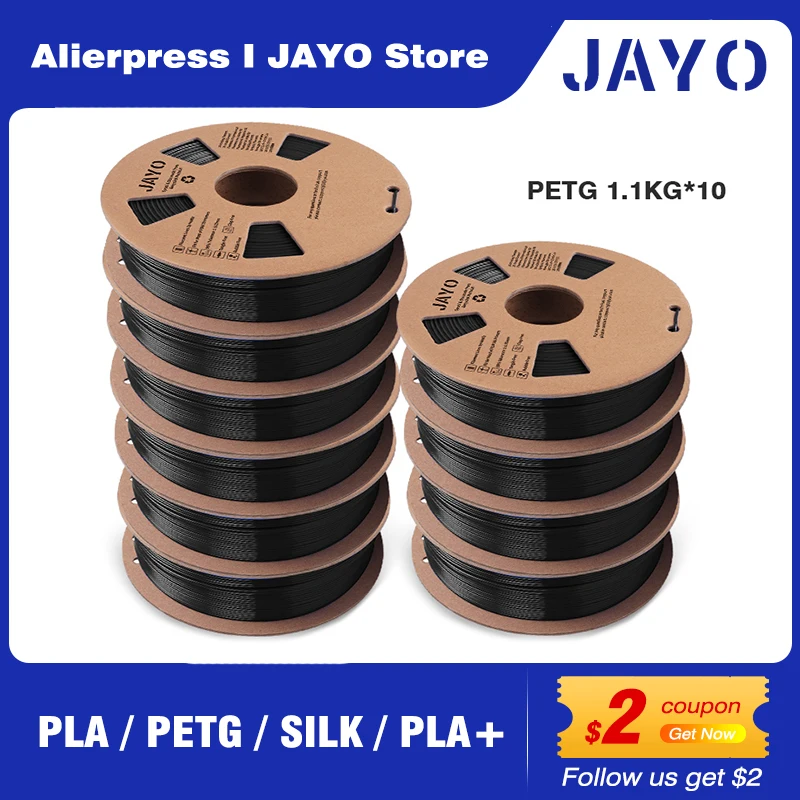 

JAYO ABS/PLA META/PETG/SILK/TPU/Wood/ Rainbow/Marble 3D Printer Filament 1.75mm 10 Roll 3D Printing Materials for 3D Printer