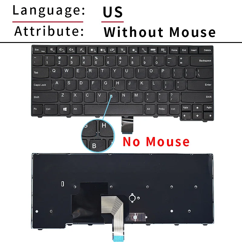 Фото Русско-испанская клавиатура с подсветкой для Lenovo ThinkPad E431 E440 L440 T431s T440 T440S T440P L450 T450 CS13T 0C43954 04X0149 №5