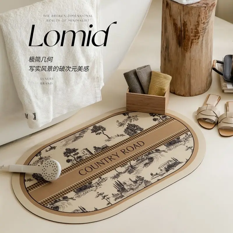 

Diatom Mud Absorbent Bath Mat Kitchen Bathroom Door Mat Non-slip Carpet Home Balcony Entrance Doormat Absorbent Washable Rug