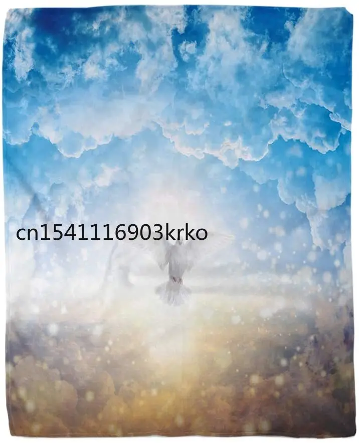 

Flannel Throw Blanket Holy Spirit Bird Flies in Skies Bright Light Shines Home Decorative Warm Cozy Soft Blanket for Couch Sofa